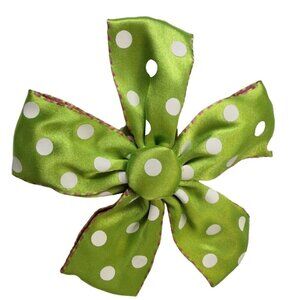 Neon Green Polka Dot Pin Brooch Daisey Bow  Lapel Accent Custom Boutique